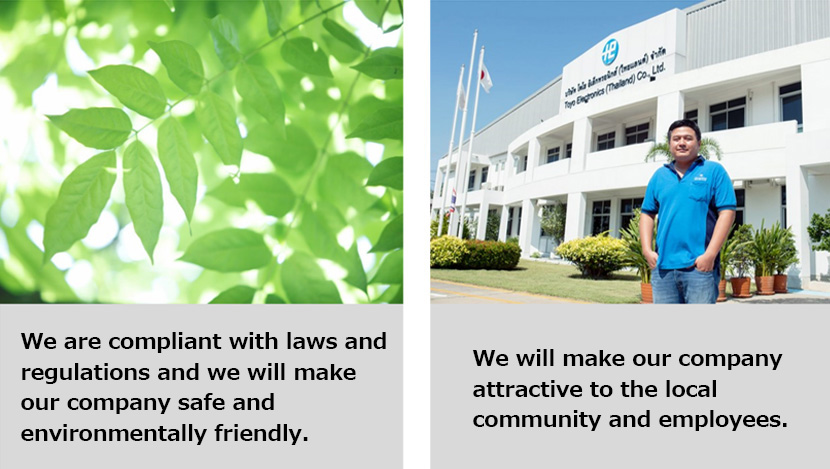 Compliance、Global environment、 To create an attractive company.